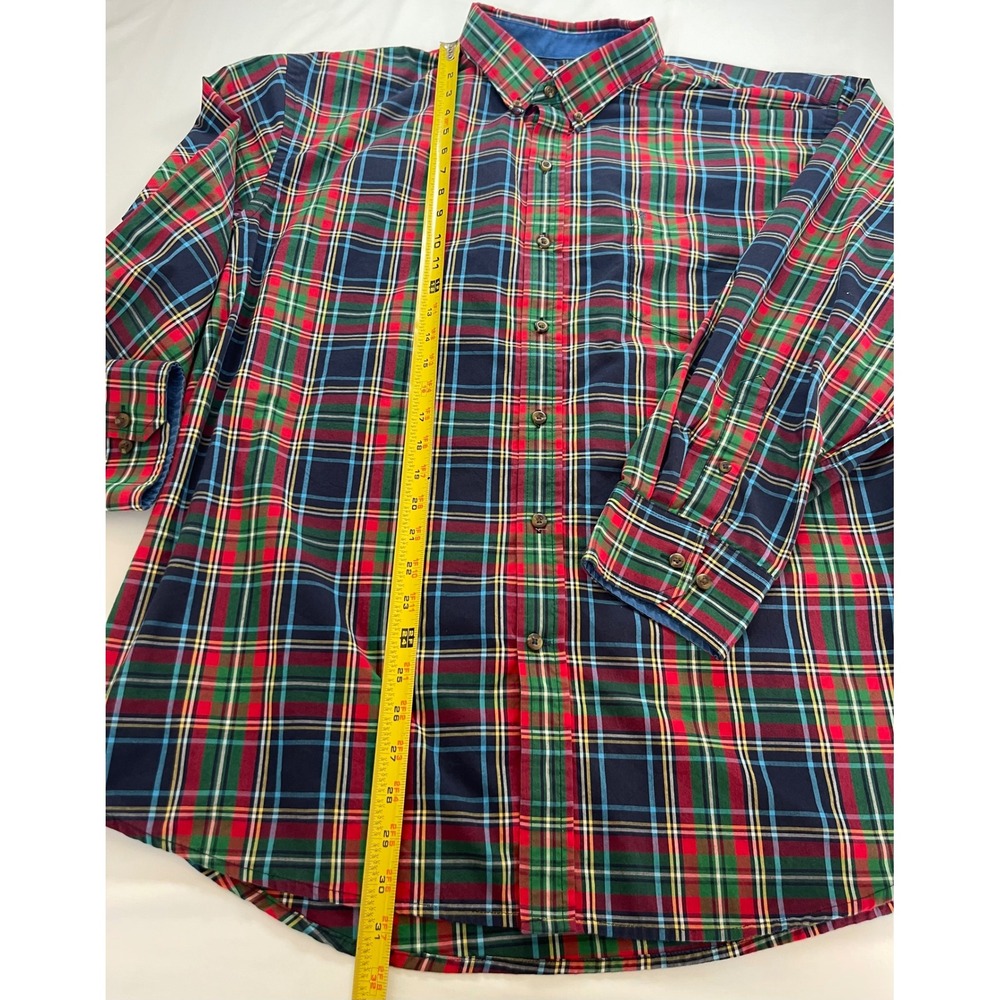 IZOD Mens XXL Tartan Plaid Button Down Shirt Multi Color Cotton Blend Long Sleev - Picture 6 of 7